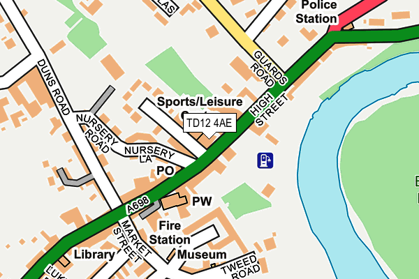 TD12 4AE map - OS OpenMap – Local (Ordnance Survey)