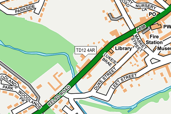 TD12 4AR map - OS OpenMap – Local (Ordnance Survey)
