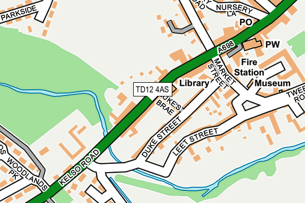 TD12 4AS map - OS OpenMap – Local (Ordnance Survey)