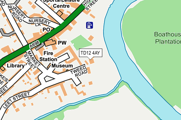 TD12 4AY map - OS OpenMap – Local (Ordnance Survey)