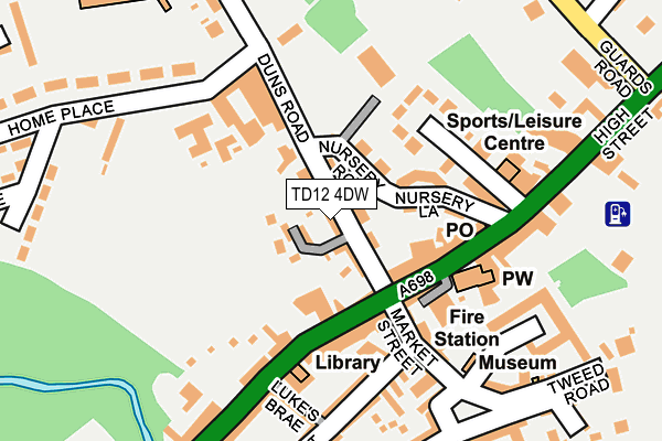 TD12 4DW map - OS OpenMap – Local (Ordnance Survey)