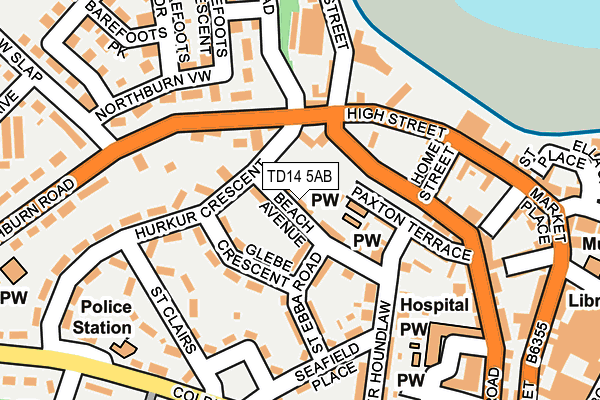 TD14 5AB map - OS OpenMap – Local (Ordnance Survey)