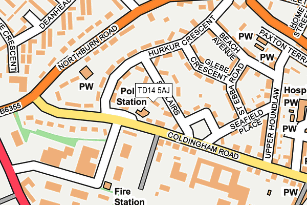 TD14 5AJ map - OS OpenMap – Local (Ordnance Survey)