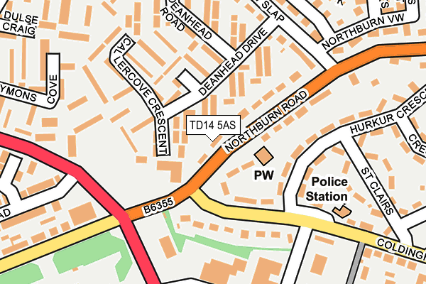 TD14 5AS map - OS OpenMap – Local (Ordnance Survey)