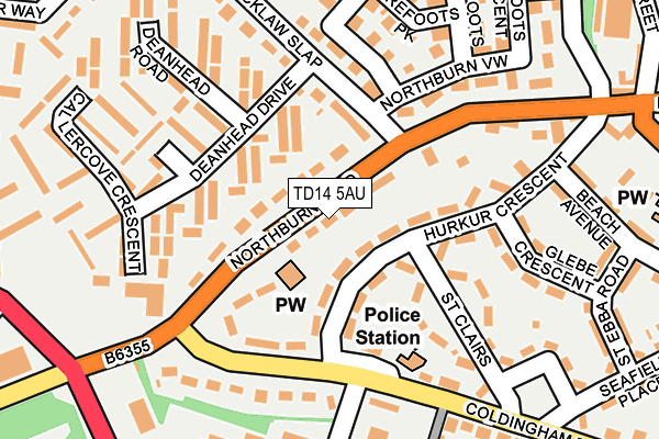 TD14 5AU map - OS OpenMap – Local (Ordnance Survey)
