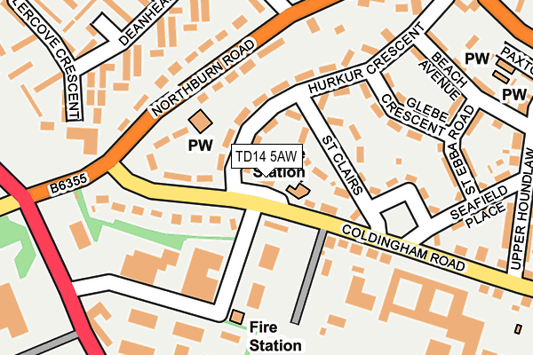 TD14 5AW map - OS OpenMap – Local (Ordnance Survey)