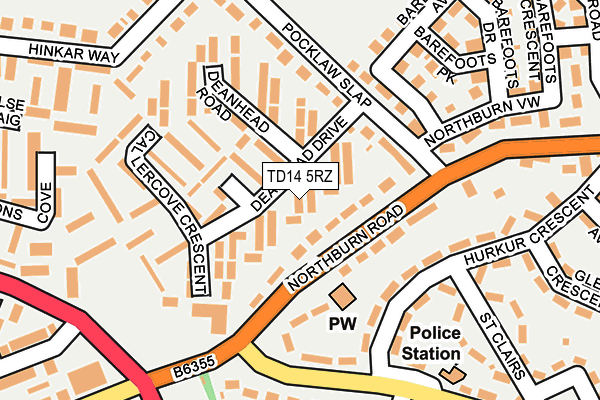 TD14 5RZ map - OS OpenMap – Local (Ordnance Survey)