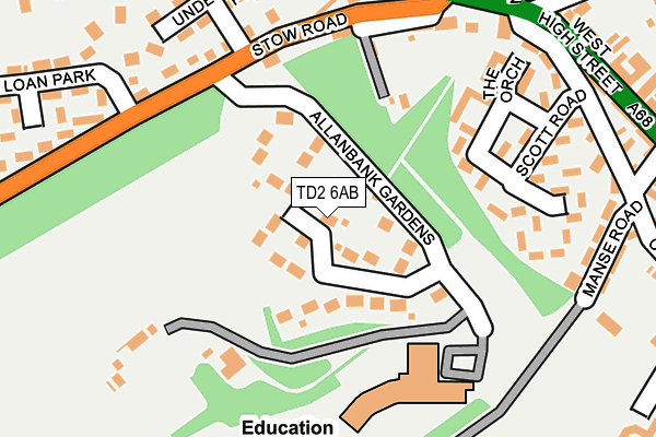 TD2 6AB map - OS OpenMap – Local (Ordnance Survey)