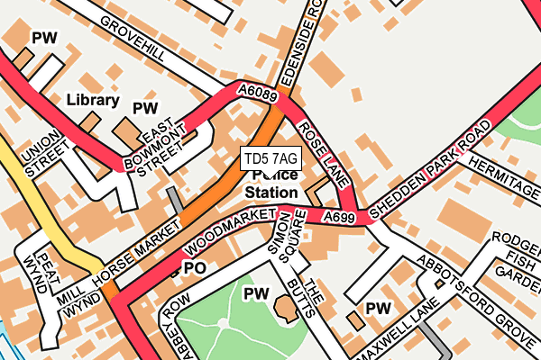 TD5 7AG map - OS OpenMap – Local (Ordnance Survey)