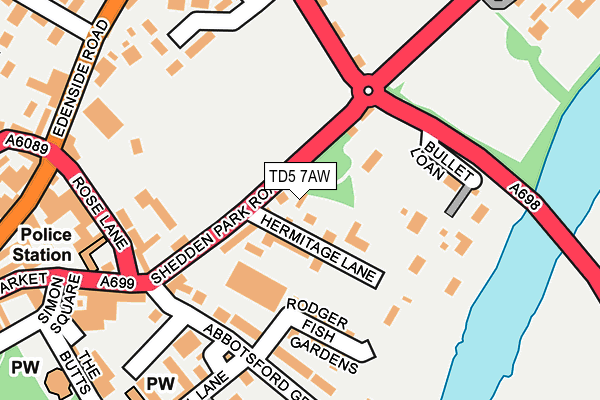 TD5 7AW map - OS OpenMap – Local (Ordnance Survey)