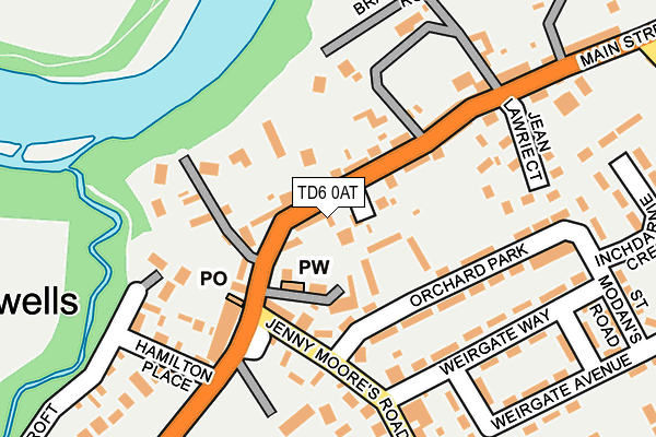 TD6 0AT map - OS OpenMap – Local (Ordnance Survey)