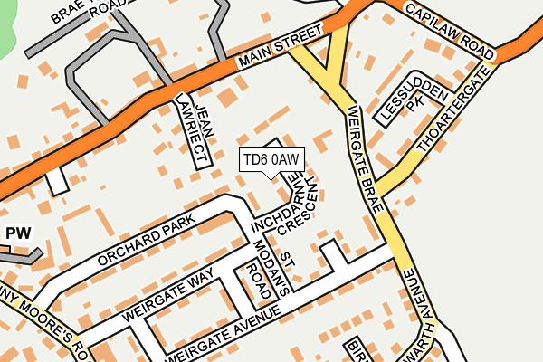 TD6 0AW map - OS OpenMap – Local (Ordnance Survey)