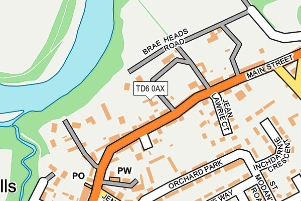 TD6 0AX map - OS OpenMap – Local (Ordnance Survey)