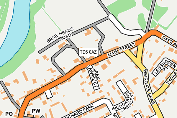 TD6 0AZ map - OS OpenMap – Local (Ordnance Survey)