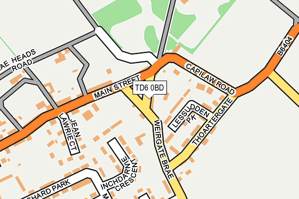 TD6 0BD map - OS OpenMap – Local (Ordnance Survey)