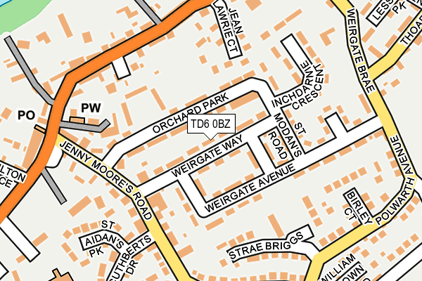 TD6 0BZ map - OS OpenMap – Local (Ordnance Survey)