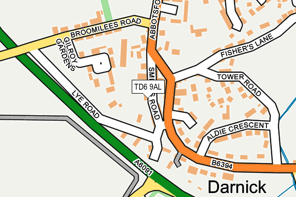 TD6 9AL map - OS OpenMap – Local (Ordnance Survey)