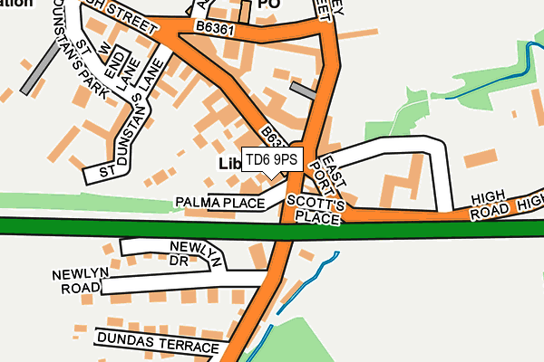 TD6 9PS map - OS OpenMap – Local (Ordnance Survey)