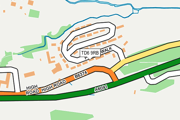 TD6 9RB map - OS OpenMap – Local (Ordnance Survey)