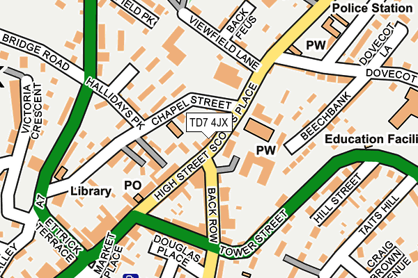 TD7 4JX map - OS OpenMap – Local (Ordnance Survey)