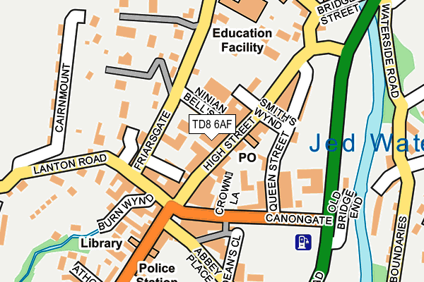 TD8 6AF map - OS OpenMap – Local (Ordnance Survey)