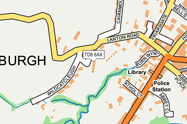 TD8 6AX map - OS OpenMap – Local (Ordnance Survey)