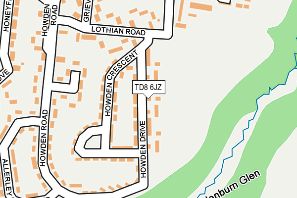 TD8 6JZ map - OS OpenMap – Local (Ordnance Survey)