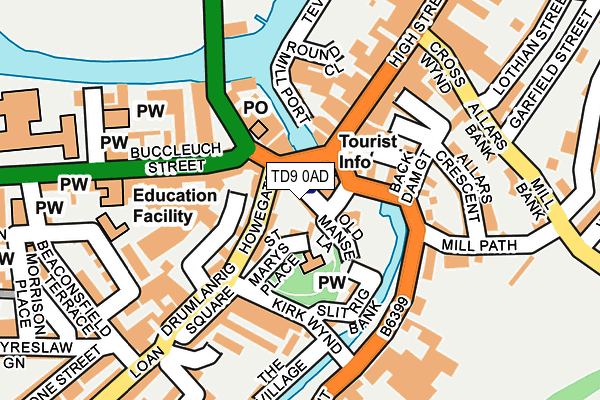 TD9 0AD map - OS OpenMap – Local (Ordnance Survey)