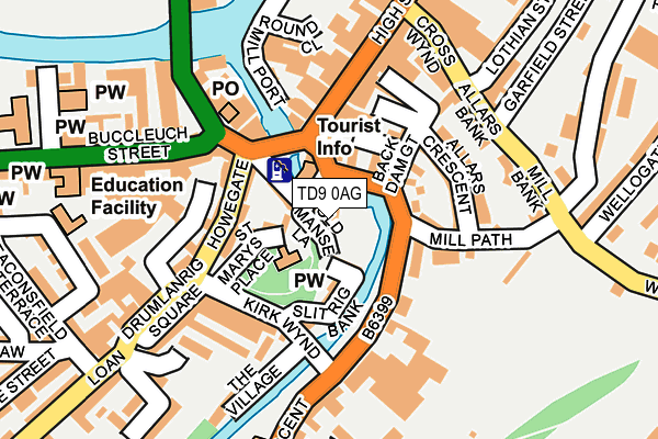 TD9 0AG map - OS OpenMap – Local (Ordnance Survey)