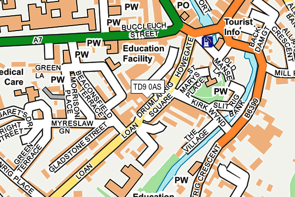 TD9 0AS map - OS OpenMap – Local (Ordnance Survey)