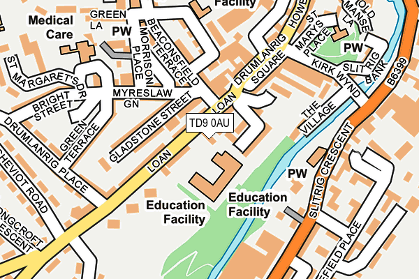 TD9 0AU map - OS OpenMap – Local (Ordnance Survey)