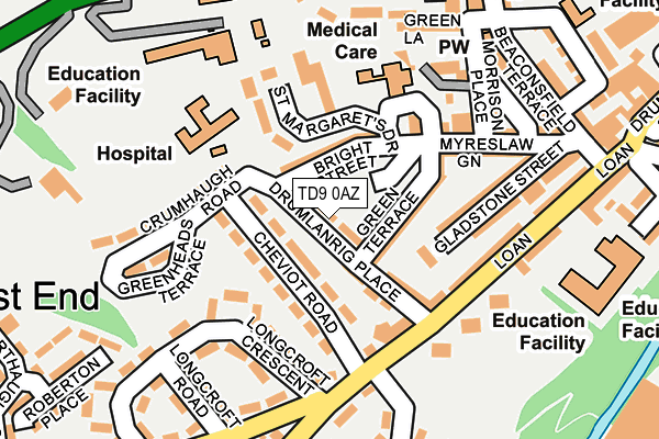 TD9 0AZ map - OS OpenMap – Local (Ordnance Survey)