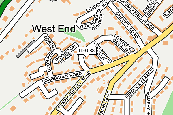 TD9 0BS map - OS OpenMap – Local (Ordnance Survey)