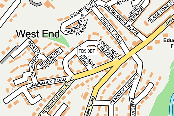 TD9 0BT map - OS OpenMap – Local (Ordnance Survey)