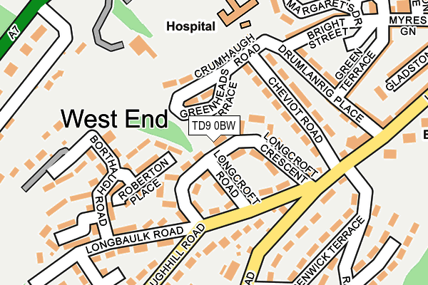 TD9 0BW map - OS OpenMap – Local (Ordnance Survey)