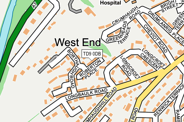 TD9 0DB map - OS OpenMap – Local (Ordnance Survey)