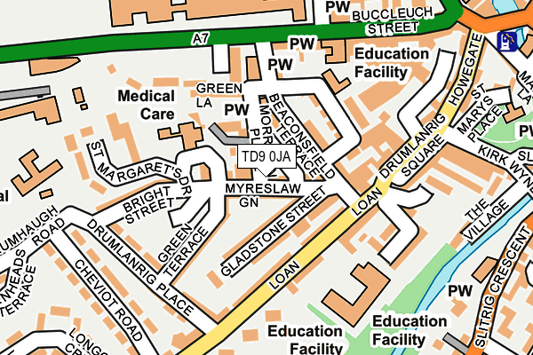 TD9 0JA map - OS OpenMap – Local (Ordnance Survey)