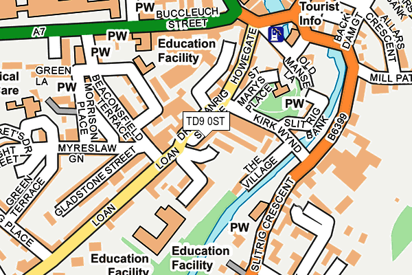 TD9 0ST map - OS OpenMap – Local (Ordnance Survey)