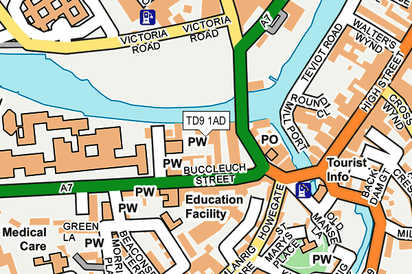 TD9 1AD map - OS OpenMap – Local (Ordnance Survey)