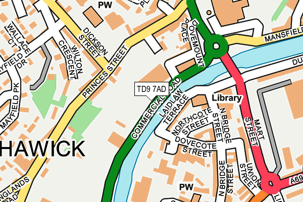 TD9 7AD map - OS OpenMap – Local (Ordnance Survey)