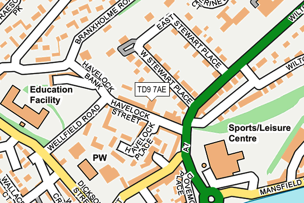 TD9 7AE map - OS OpenMap – Local (Ordnance Survey)