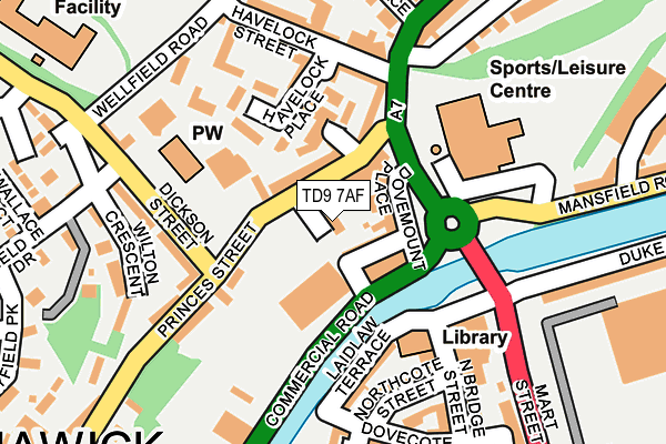 TD9 7AF map - OS OpenMap – Local (Ordnance Survey)