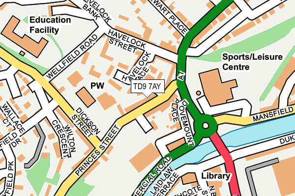 TD9 7AY map - OS OpenMap – Local (Ordnance Survey)