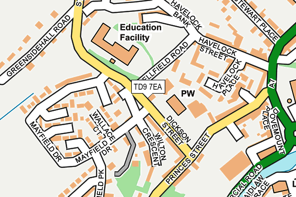 TD9 7EA map - OS OpenMap – Local (Ordnance Survey)