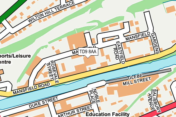 TD9 8AA map - OS OpenMap – Local (Ordnance Survey)