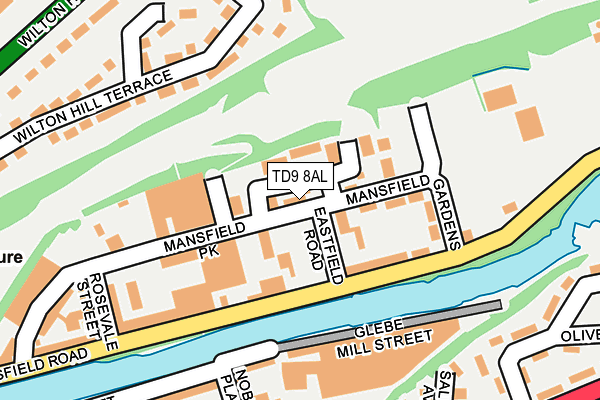 TD9 8AL map - OS OpenMap – Local (Ordnance Survey)