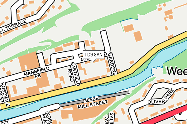 TD9 8AN map - OS OpenMap – Local (Ordnance Survey)