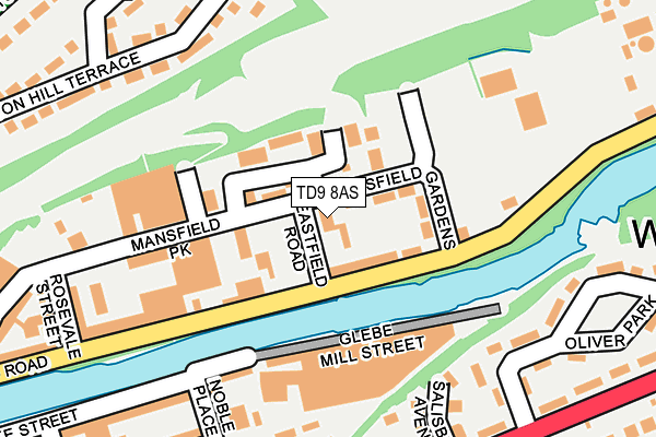 TD9 8AS map - OS OpenMap – Local (Ordnance Survey)