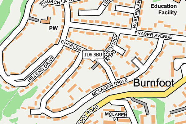 TD9 8BU map - OS OpenMap – Local (Ordnance Survey)