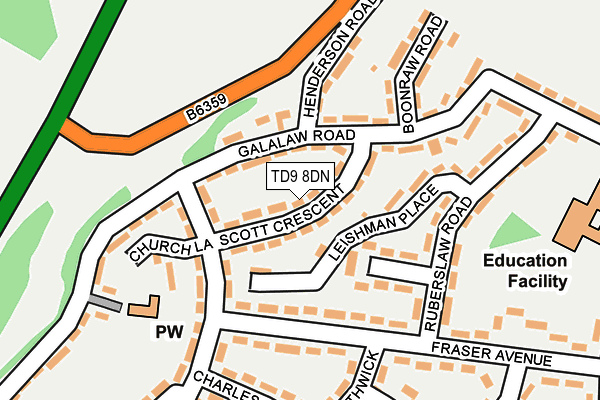 TD9 8DN map - OS OpenMap – Local (Ordnance Survey)